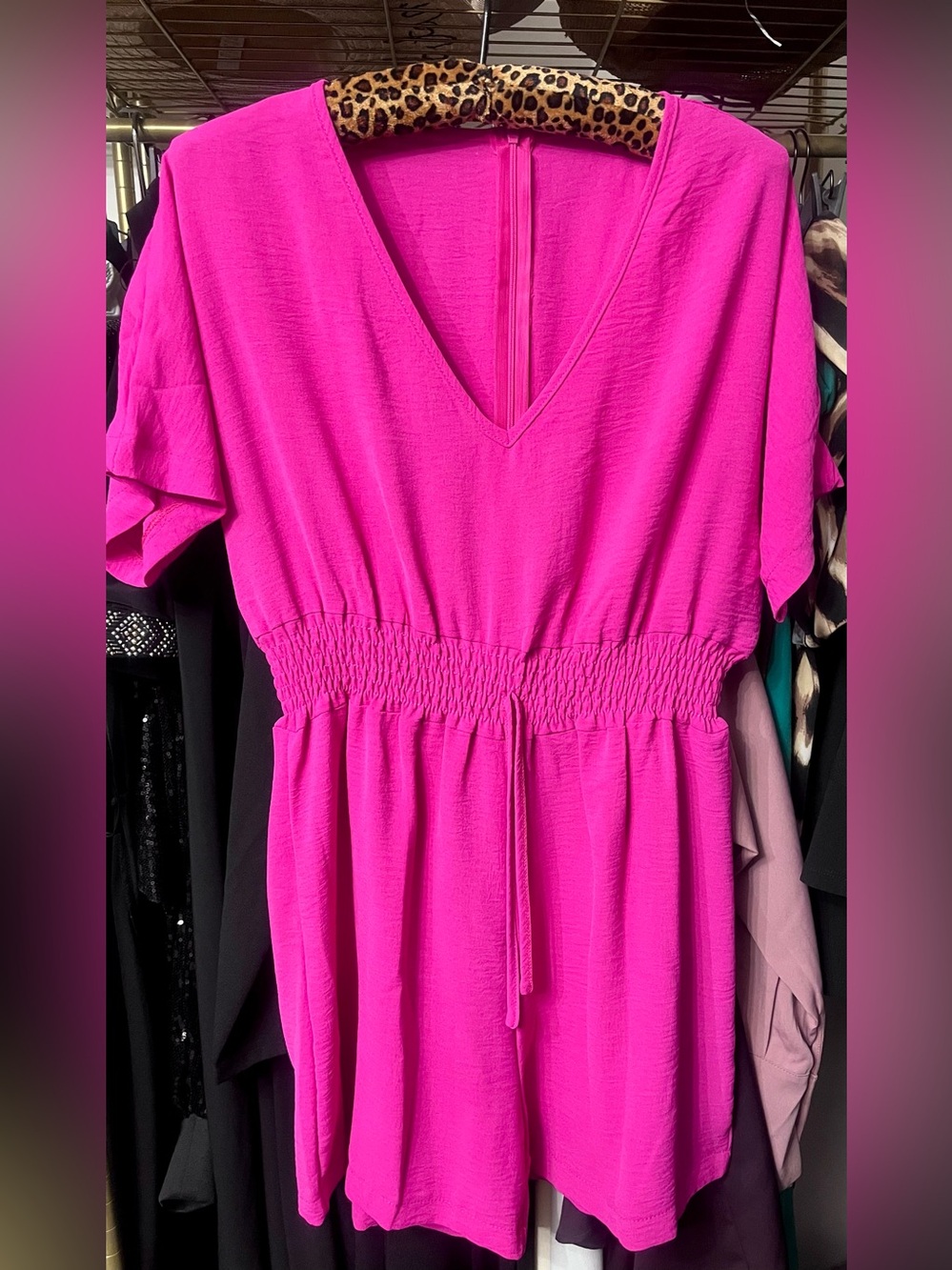 Bright Pink V-neck Romper Sz Md